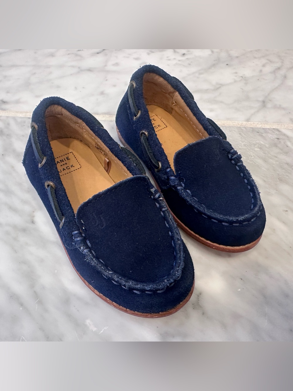 Janie and Jack Navy Suede Baby Loafers - Classic Slip-On